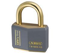 ABUS Padlock T84MB/40 Nautic - Stainless Brass - Anti-Picking Security - Lock Made of Antistatic Material and with Vinyl Coating - for Versatile Applications - 40mm Width, Grey