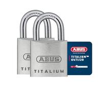 ABUS Titalium 64TI/20 Padlock - Lock Body Made of Special Aluminium - Hardened Steel Shackle - ABUS Security Level 3 - Silver