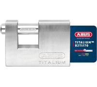 ABUS TITALIUM Padlock 82TI/70 Monoblock Lock Steel Shackle Silver Level 6