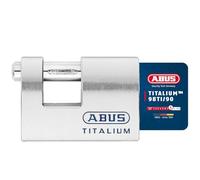 ABUS Titalium Padlock 98TI/90 - Monoblock, Hardened Steel, Level 8 | Rectangular lock for vending machines, containers & roller grilles - reversible key, 150,000 combinations, 90 mm wide