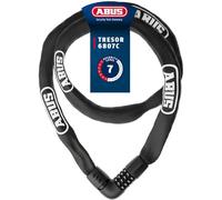 ABUS Tresor 6807C Combination Lock with 360° Bolts, 7 mm Thick Steel Chain, 4-Digit Combination Code, Bicycle Lock with Security Level 7, Length 140 cm, Black