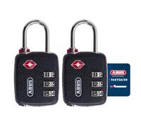 ABUS TSA lock 146TSA/30 - Luggage lock in leather look with 3-digit numerical code - for suitcases, bags, rucksacks - set of 2