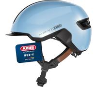 ABUS Urban Helmet HUD-Y - magnetic, rechargeable rear LED light with magnetic attachment - a cool bike helmet for everyday use - for men and women - blue, size M