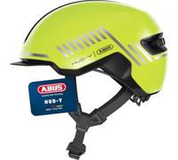 ABUS Urban Helmet HUD-Y - magnetic, rechargeable rear LED light with magnetic attachment - a cool bike helmet for everyday use - for men and women - yellow, size L