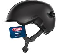 ABUS Urban Helmet HUD-Y - with magnetic, rechargeable LED rear light & magnetic fastener - Cool bike helmet for everyday use - for men and women