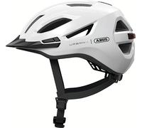 ABUS Urban-I 4.0 city helmet - bicycle helmet with rechargeable rear light, 2 light modes, visor, ponytail opening and magnetic fastener - for teenagers, women and men - size M, white