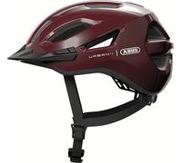 ABUS Urban-I 4.0 city helmet - bicycle helmet with rechargeable rear light, 2 light modes, visor, ponytail opening and magnetic fastener - for teenagers, women and men - size S, red