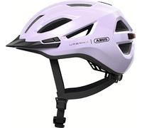 ABUS Urban-I 4.0 city helmet - bicycle helmet with rechargeable rear light, 2 light modes, visor, ponytail opening and magnetic fastener - for teenagers, women and men - size L, purple