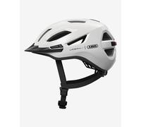 ABUS Urban-I 4.0 city helmet - bicycle helmet with rechargeable rear light, 2 light modes, visor, ponytail opening and magnetic fastener - for teenagers, women and men - size M, white