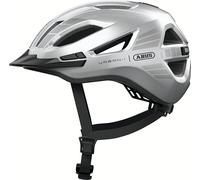 ABUS Urban-I 4.0 LR city helmet - bicycle helmet with ponytail opening, visor, magnetic fastener - light ready for retrofitting with rear light - for teenagers, women and men - size L, silver