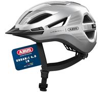 ABUS Urban-I 4.0 LR City Helmet - Bicycle helmet with ponytail opening, visor, magnetic closure - Light Ready for rear light retrofitting - for teenagers, women and men - Size S, Silver