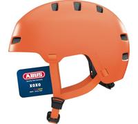 ABUS XOXO Bicycle Helmet - City Helmet in Skater Look - Helmet for Skateboard, Bike, Scooter - with Optimised Chin Pad - for Teenagers and Adults - Size M, Mono Orange