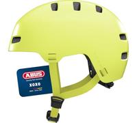 ABUS XOXO Bicycle Helmet - City Helmet in Skater Look - Helmet for Skateboard, Bike, Scooter - with Optimised Chin Pad - for Teenagers and Adults - Size L, Mono Yellow
