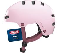 ABUS XOXO Bicycle Helmet - City Helmet in Skater Look - Helmet for Skateboard, Bike, Scooter - with Optimised Chin Pad - for Teenagers and Adults - Size S, Pink