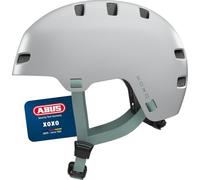ABUS XOXO Bicycle Helmet - City Helmet in Skater Look - Helmet for Skateboard, Bike, Scooter - with Optimised Chin Pad - for Teenagers and Adults - Size M, Grey