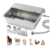 Abustle pig 2.5 Gal Automatic Water Dispenser for Dogs, Indoor&Outdoor Self Filling Dog Waterer Feeder Large Stainless Steel Water Bowl Dispenser for Livestock and Chicken,Fit 3/4'' GHT Faucet