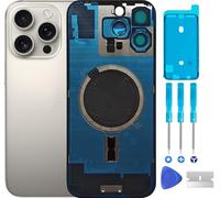 ABUSVEX Original 16 Pro Max Back Glass Cover Battery Door Replacement & Waterproof Tape, Pre-Installed Camera Frame for iPhone 16 Pro Max All Carriers Repair Tool (Natural Titanium)