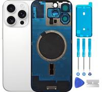 ABUSVEX Original 16 Pro Max Back Glass Cover Battery Door Replacement & Waterproof Tape, Pre-Installed Camera Frame for iPhone 16 Pro Max All Carriers Repair Tool (White Titanium)