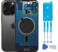 ABUSVEX Original 16 Pro Max Back Glass Cover Battery Door Replacement & Waterproof Tape, Pre-Installed Camera Frame for iPhone 16 Pro Max All Carriers Repair Tool (Black Titanium)