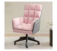 Swivel Single Sofa Chair Computer Chair Desk Office Chairs Vanity Armchair with Wheels,Fabric Upholstered High Back Armchairs Lounge Chair Reading Chair for Living Room (Color : Pink)