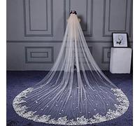 ABWYB Super Big 3 * 4M Trailing Long Bridal Veils, 2021 Elegant Flower Lace Applique Edge Wedding Veil Charming Soft Tulle Cathedral Wedding Dress Accessories for Women,Champagne