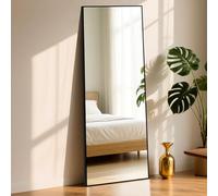 ABXMAS Black Floor Mirror 165x60cm with Secure Aluminium Frame, Shatter Resistant Full Length Tempered Glass Mirror, Large Mirrors Free Standing, Against the Wall or Wall Mounted