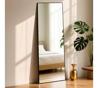 ABXMAS Durable Full Length Mirror with Black Square Aluminium Frame 163x53cm, Protective Edge Tempered Glass Floor Mirrors 64"x21", Wall Mirror for Living Room Bedroom Dressing Room