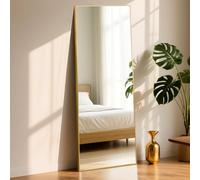 ABXMAS Full Length Mirror with Golden Square Aluminium Frame 165x60cm, Durable Floor Mirror Protective Tempered Glass, Wall Mirrors Versatile Placement Design for Dressing Room