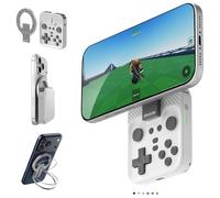 abxylute M4 Snap-On Mobile Gaming Controller for Android & iPhone, Lightweight Portable Phone Controller, Pocket-Sized Retro Emulator Gamepad Kickstand,Dual Joystick Turbo, Magnet (white)