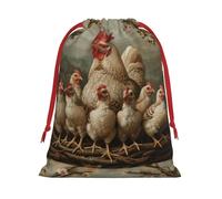 ABYchdd A Brood Of Chickens Print Drawstring Pouch, Reusable Storage Bag, Present Bag For Christmas & Daily Organizing