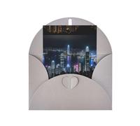 ABYchdd Aerial Night Of View Hong Kong Print Greeting Card, Blank Inside For Notes, For Christmas/Birthday/Valentine'S