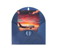 ABYchdd Airplane Sunsets Sky Print Greeting Card, Blank Inside For Notes, For Christmas/Birthday/Valentine'S