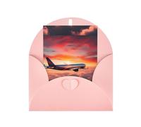 ABYchdd Airplane Sunsets Sky Print Greeting Card, Blank Inside For Notes, For Christmas/Birthday/Valentine'S