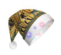ABYchdd Ancient Egypt Tribe Series Print Adult Glowing Led Christmas Hat, Polyester 3-Mode Light Led Hat For Holiday Gatherings