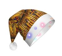 ABYchdd Ancient Egypt Tribe Series Print Adult Glowing Led Christmas Hat, Polyester 3-Mode Light Led Hat For Holiday Gatherings