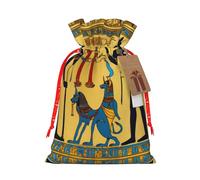 ABYchdd Ancient Egypt Tribe Series Print Christmas Drawstring Present Bag, Polyester Linen-Like Bag, Reusable Holiday Goodie Bag
