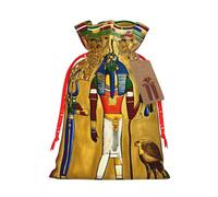 ABYchdd Ancient Egypt Tribe Series Print Christmas Drawstring Present Bag, Polyester Linen-Like Bag, Reusable Holiday Goodie Bag