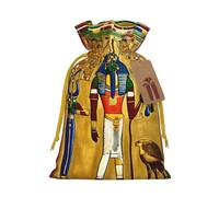 ABYchdd Ancient Egypt Tribe Series Print Christmas Drawstring Present Bag, Polyester Linen-Like Bag, Reusable Holiday Goodie Bag