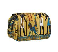 ABYchdd Ancient Egypt Tribe Series Print Double Clamshell Pen Case, Oxford Cloth Pouch With Zipper Pockets, Ideal Present