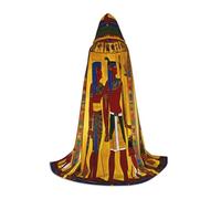 ABYchdd Ancient Egypt Tribe Series Print Hooded Cape, Elevate Your Festive Look, Big Hood & Bow Tie, For Halloween/Cosplay