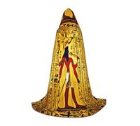 ABYchdd Ancient Egypt Tribe Series Print Hooded Cape, Elevate Your Festive Look, Big Hood & Bow Tie, For Halloween/Cosplay