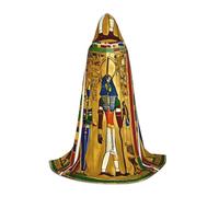 ABYchdd Ancient Egypt Tribe Series Print Hooded Cape, Elevate Your Festive Look, Big Hood & Bow Tie, For Halloween/Cosplay