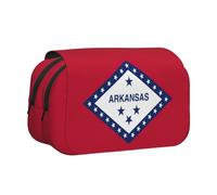 ABYchdd Arkansas State Flag Print Double Clamshell Pen Case, Oxford Cloth Pouch With Zipper Pockets, Ideal Present