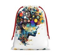 ABYchdd Artificial Intelligence Brain Print Drawstring Pouch, Reusable Storage Bag, Present Bag For Christmas & Daily Organizing