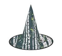 ABYchdd Beauty Birch Tree Print Foldable Halloween Witch Hat, Lightweight For Costume Party/Carnival/Halloween