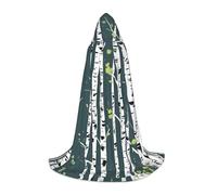 ABYchdd Beauty Birch Tree Print Hooded Cape, Elevate Your Festive Look, Big Hood & Bow Tie, For Halloween/Cosplay