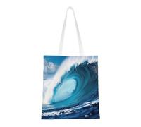 ABYchdd Big Ocean Wave Hd Print Polyester Canvas Tote Bag, Worthy Shopping Bag, Ideal For Present And Daily Errands