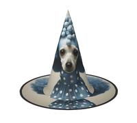 ABYchdd Blue Poodle Polka Dot Print Foldable Halloween Witch Hat, Lightweight For Costume Party/Carnival/Halloween