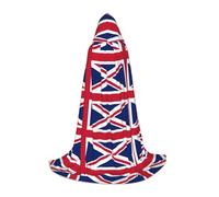 ABYchdd British Flag Print Hooded Cape, Elevate Your Festive Look, Big Hood & Bow Tie, For Halloween/Cosplay
