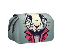 ABYchdd Bunny Rabbit Print Double Clamshell Pen Case, Oxford Cloth Pouch With Zipper Pockets, Ideal Present